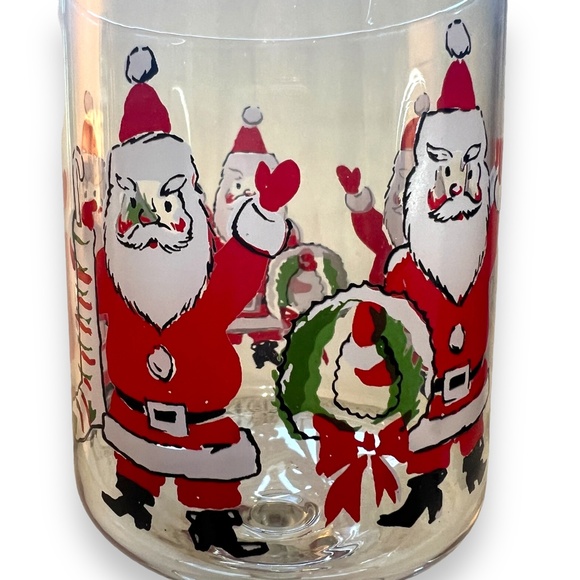 Vintage Clear Glass‎ Christmas Santa Wine Glasses 6" Tall Set of 4 - Picture 4 of 6
